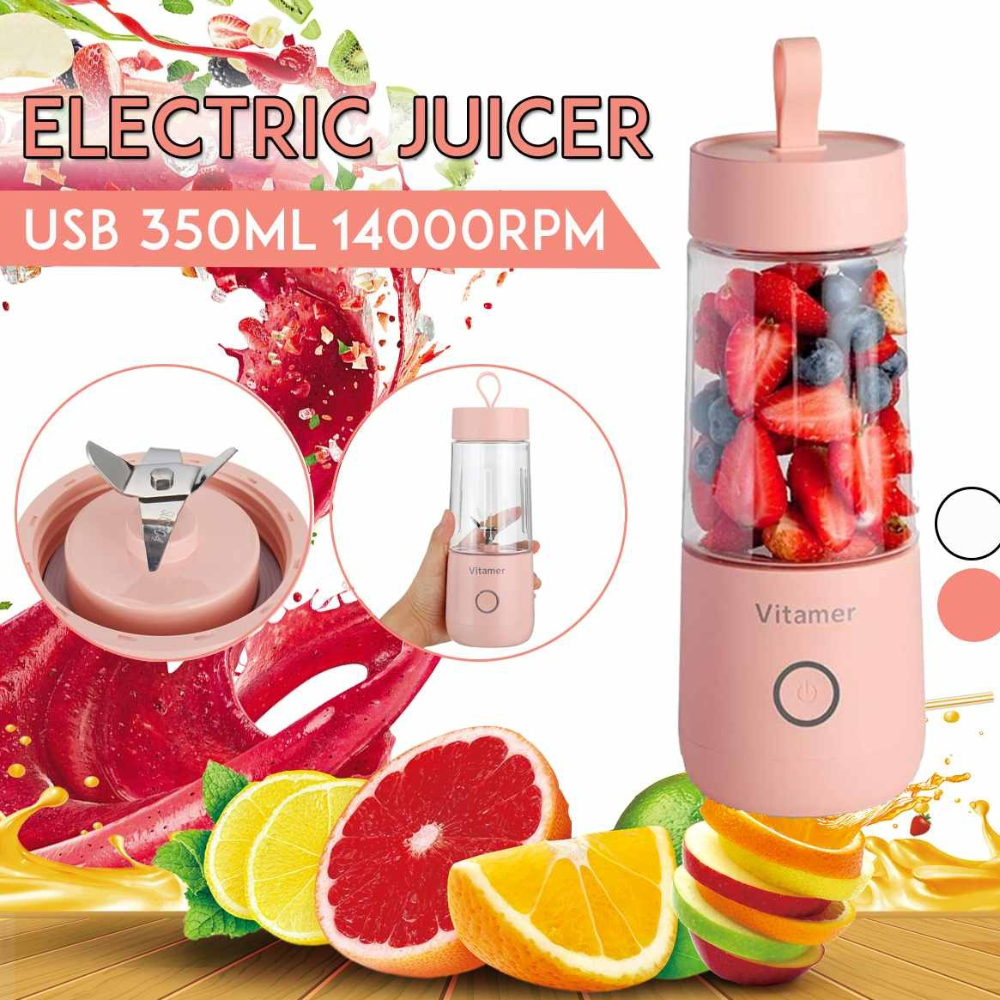 350ml Portable Blender Juicer Electric USB Rechargeable Mixer Smoothie Slushy Cup Juice Blender Bottle USB Charging Kitchen Gadgets