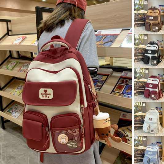 Cute Campus Preppy Backpack Large Capacity Multi-pocket Bags Women Primary Junior High School Students Schoolbags