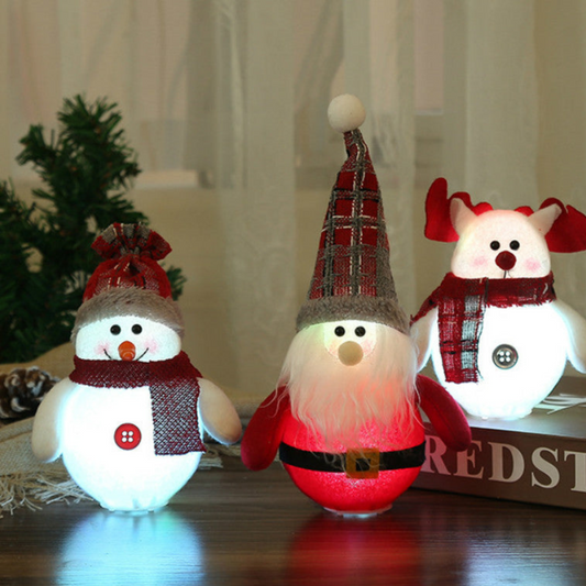 Christmas Decorations LED Santa Claus Snowman Deer Creative New Luminous Xmas Tree Pendant Gnome Gifts Ornaments Decoration