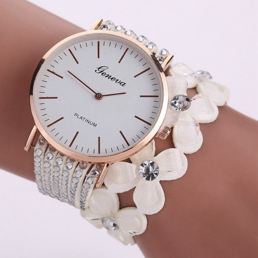 Fashion Geneva Flowers Watches Women Dress Elegant Quartz Bracelet Ladies Watch Crystal Diamond Wrist Watch Gift Reloj Mujer