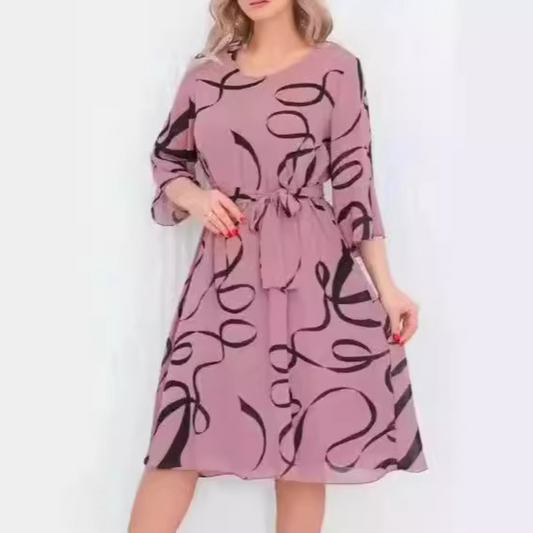 Medium Long Sleeve Loose Slim Fit Plus Size Printed Casual Dress Women