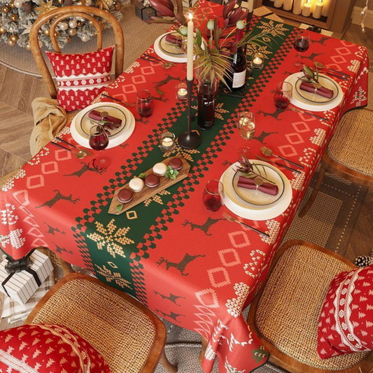 Christmas Red Tablecloth Festive Coffee Table Rectangular