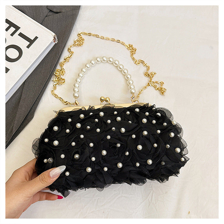 Women's Dinner Flower Clipped Button Shell Bag
