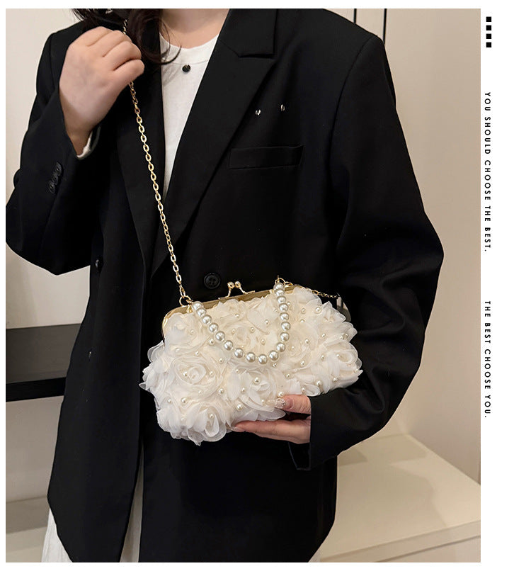 Women's Dinner Flower Clipped Button Shell Bag