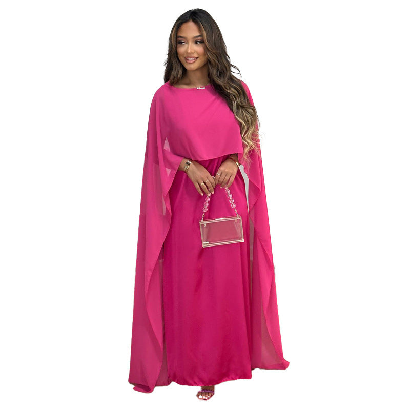 Round Neck Loose Big Hem Chiffon Dress Women