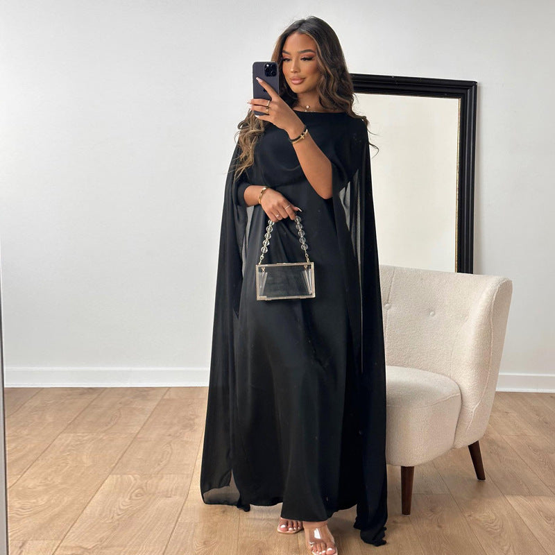 Round Neck Loose Big Hem Chiffon Dress Women