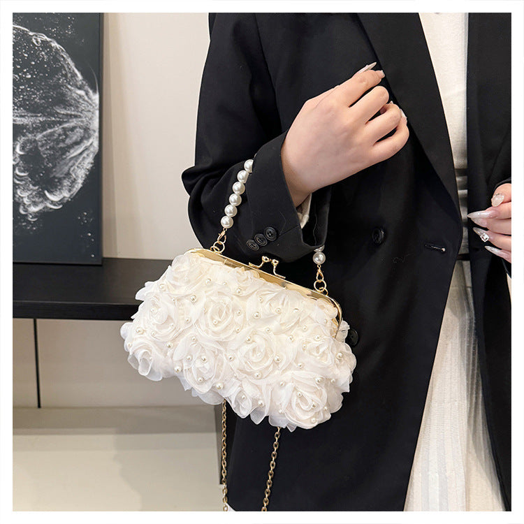 Women's Dinner Flower Clipped Button Shell Bag