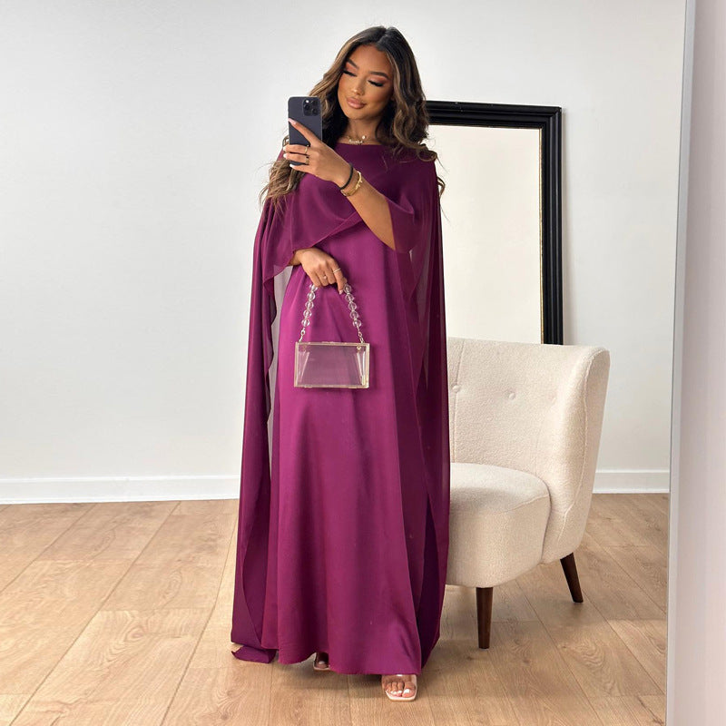 Round Neck Loose Big Hem Chiffon Dress Women