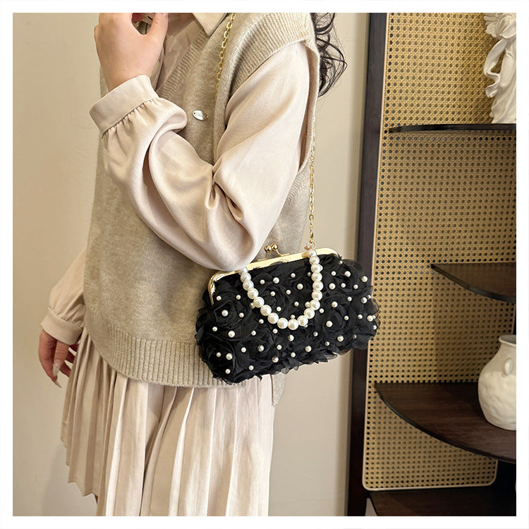 Women's Dinner Flower Clipped Button Shell Bag
