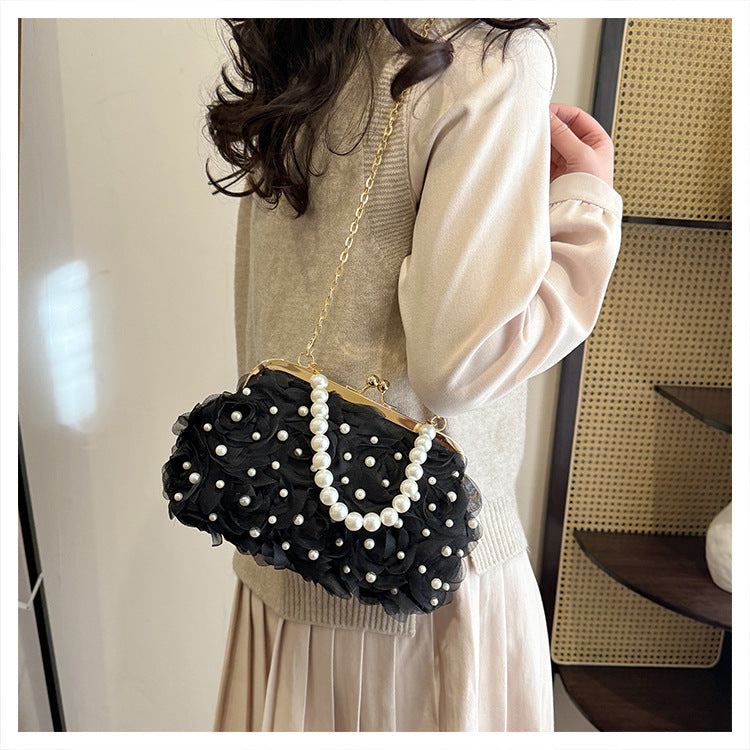 Women's Dinner Flower Clipped Button Shell Bag