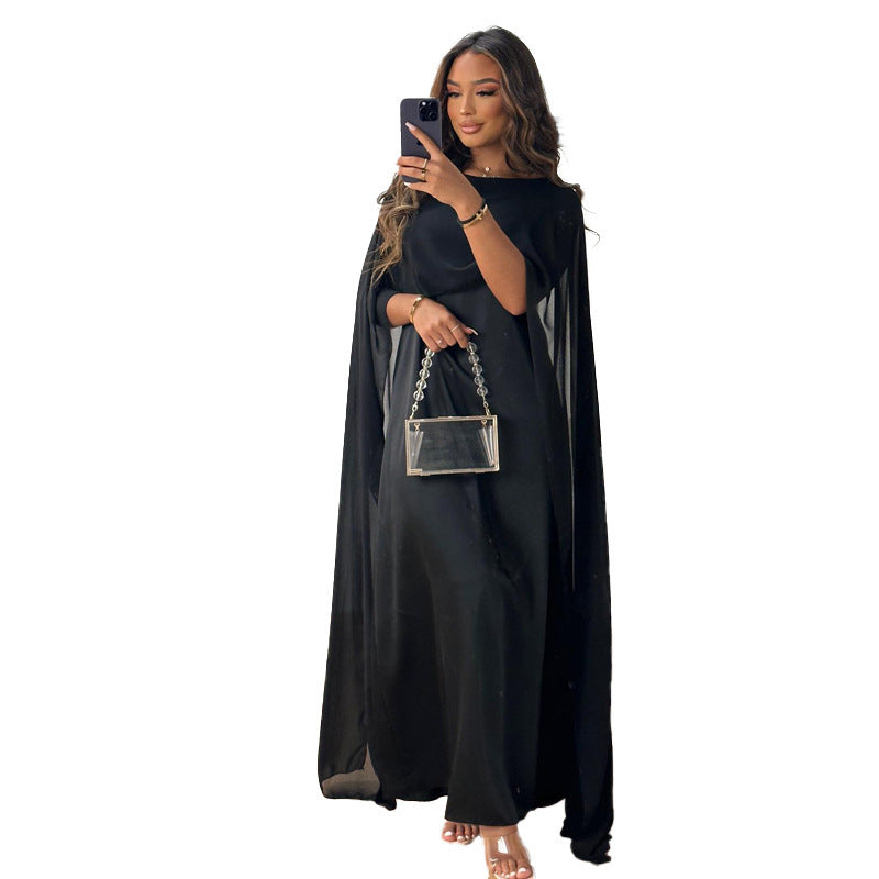 Round Neck Loose Big Hem Chiffon Dress Women