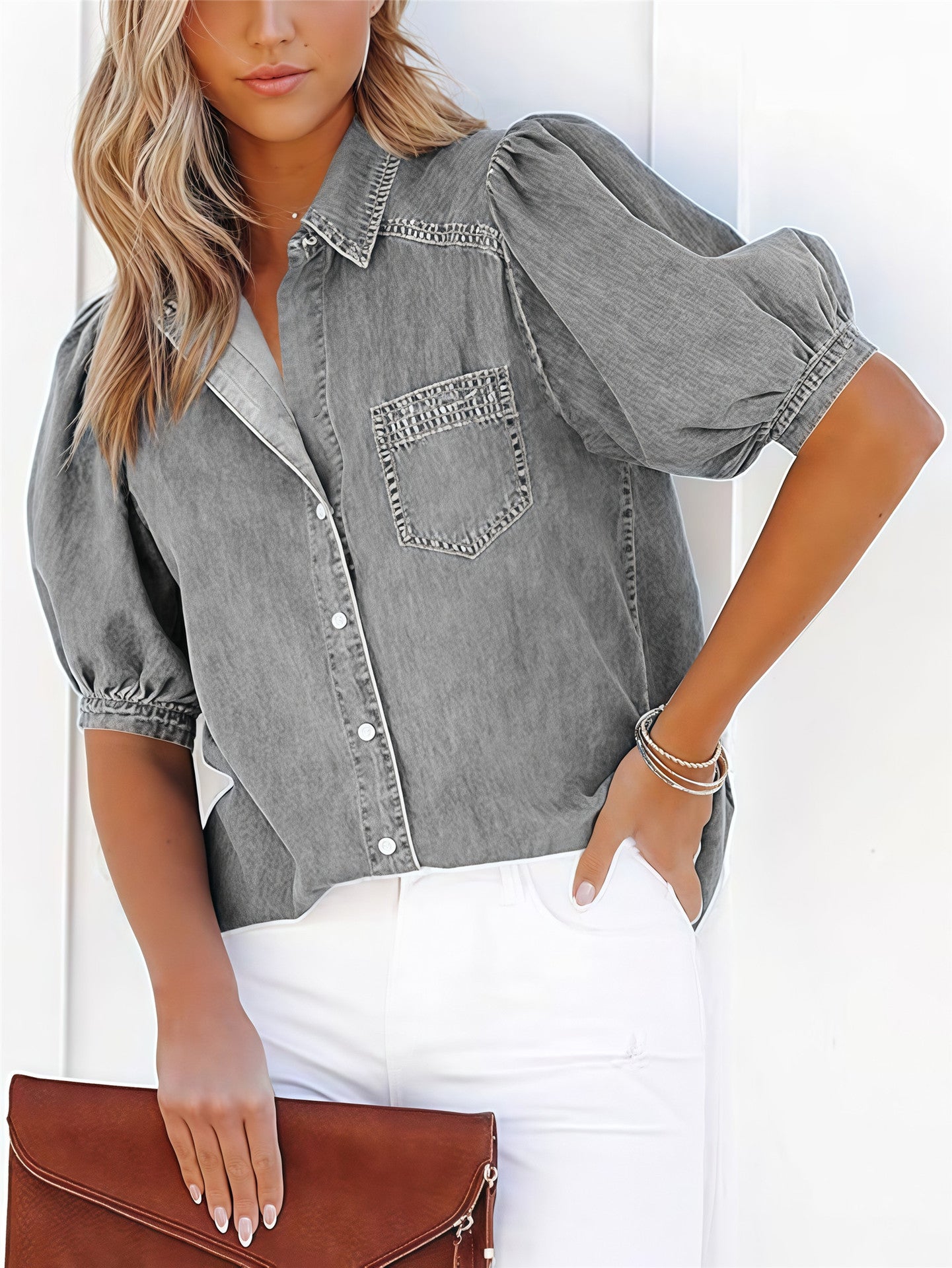 Spring And Autumn New Denim Women's Shirt
