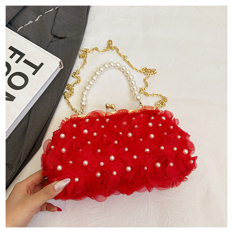 Women's Dinner Flower Clipped Button Shell Bag