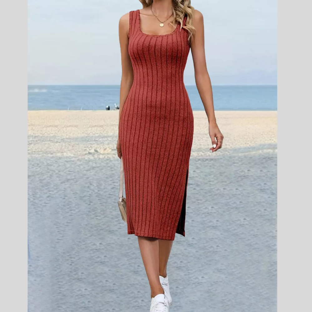 Slit Sleeveless Scoop Neck Dress