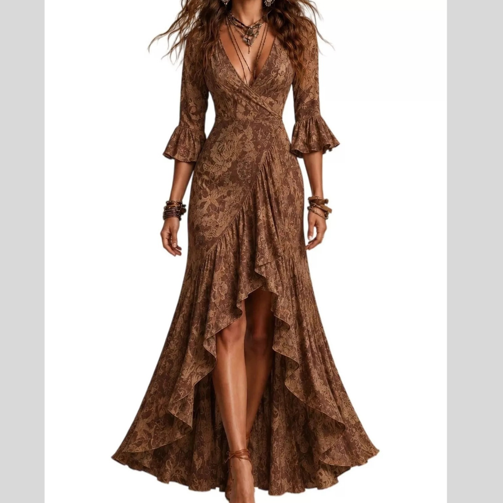 High-Low Ruffled Maxi Dress