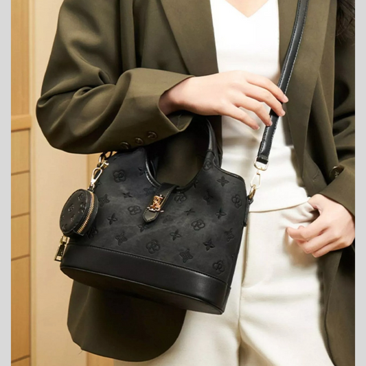 Embossed Crossbody Bag with Detachable Coin Pouch