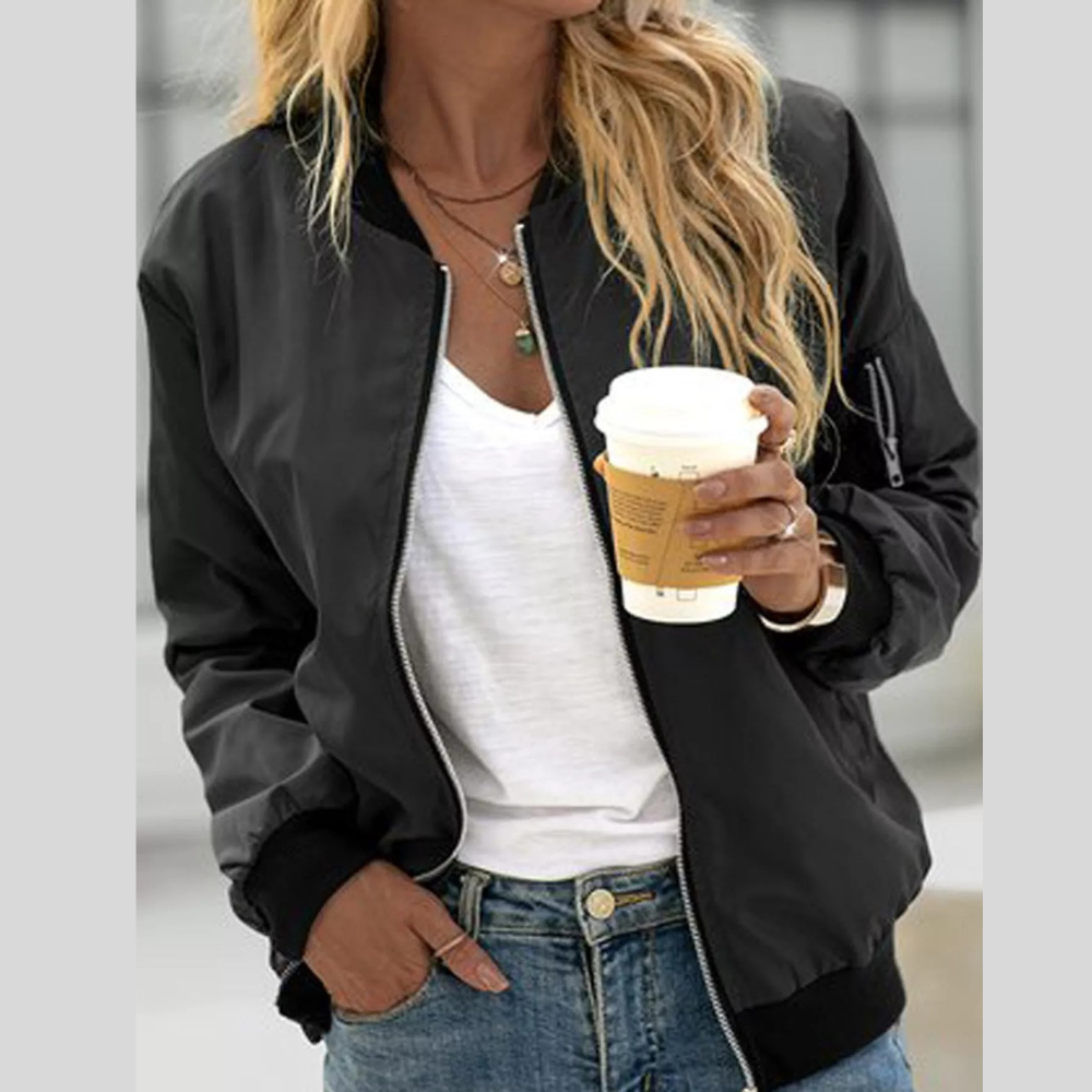 Full Size Lightweight Zip-Up Bomber Jacket Plus Size