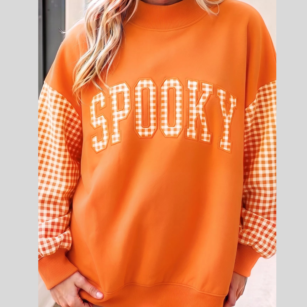 Gingham Plaid Oversized Pullover Sweatshirt