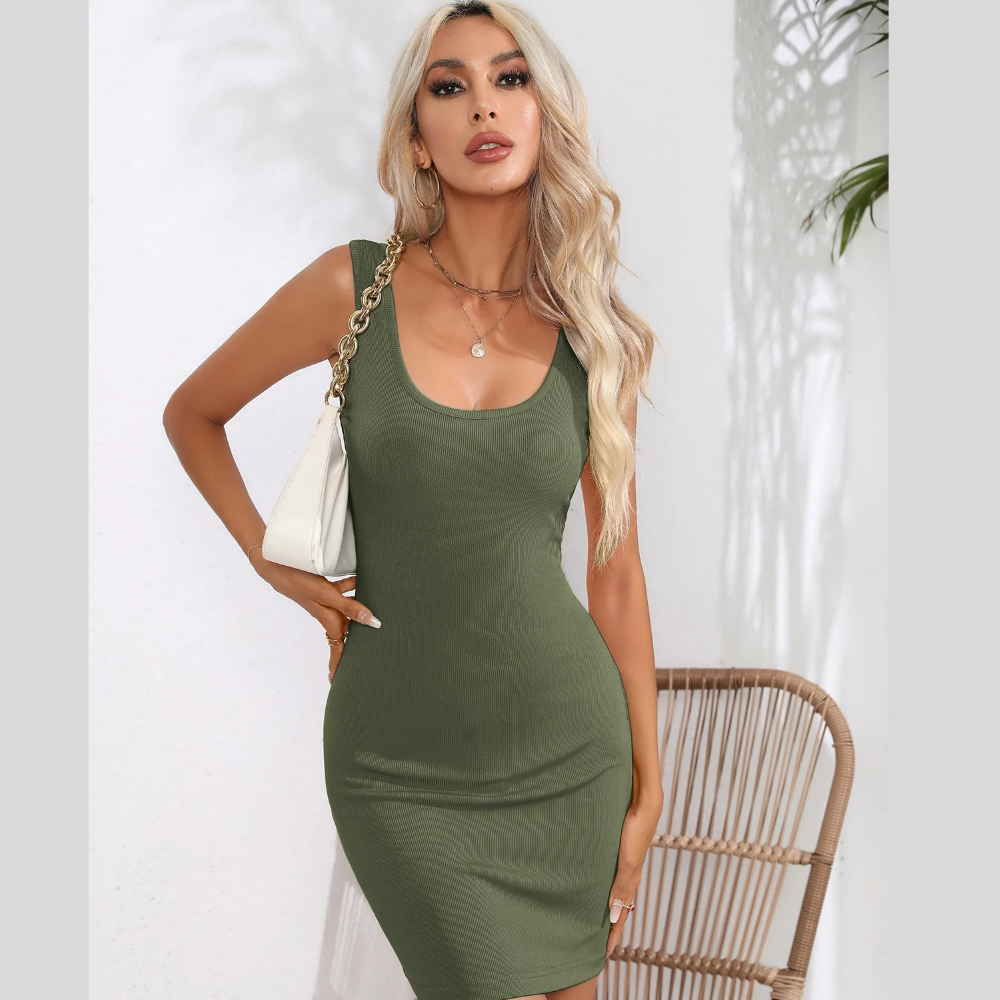 Scoop Neck Sleeveless Bodycon Dress