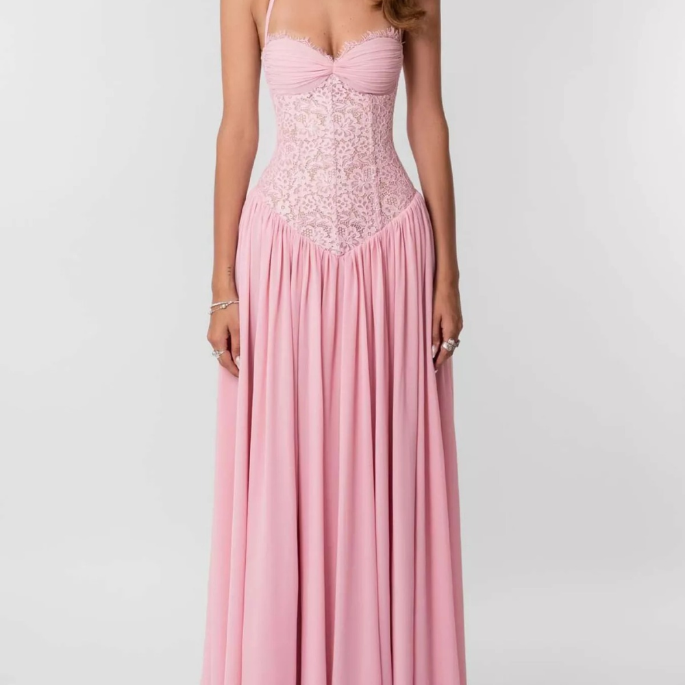 Lace Corset Halter Neck Maxi Dress