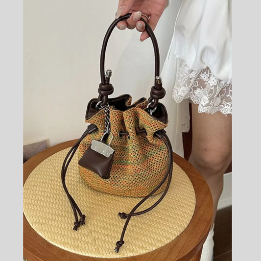 Woven Drawstring Crossbody Bag