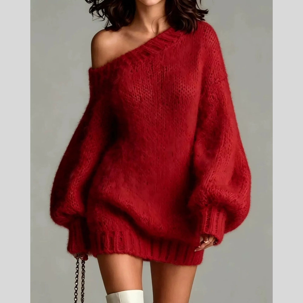 Chic One-Shoulder Knit Mini Dress