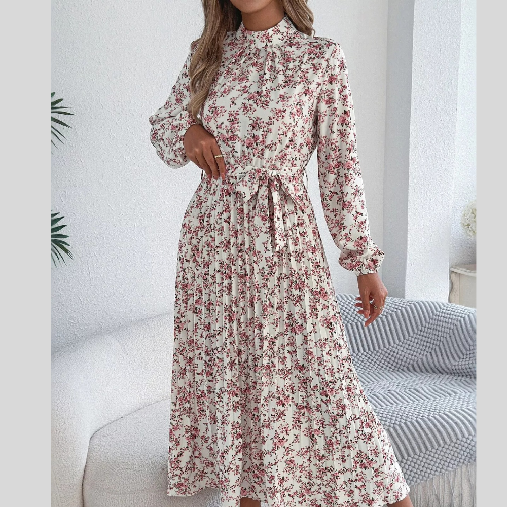 Floral Print Long Sleeve Midi Dress