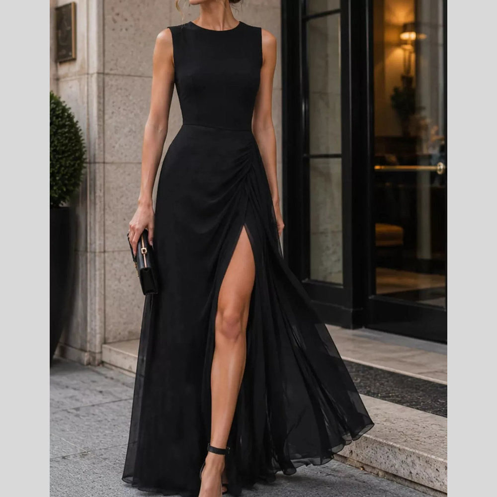 Sleeveless High-Slit Evening Maxi Dress