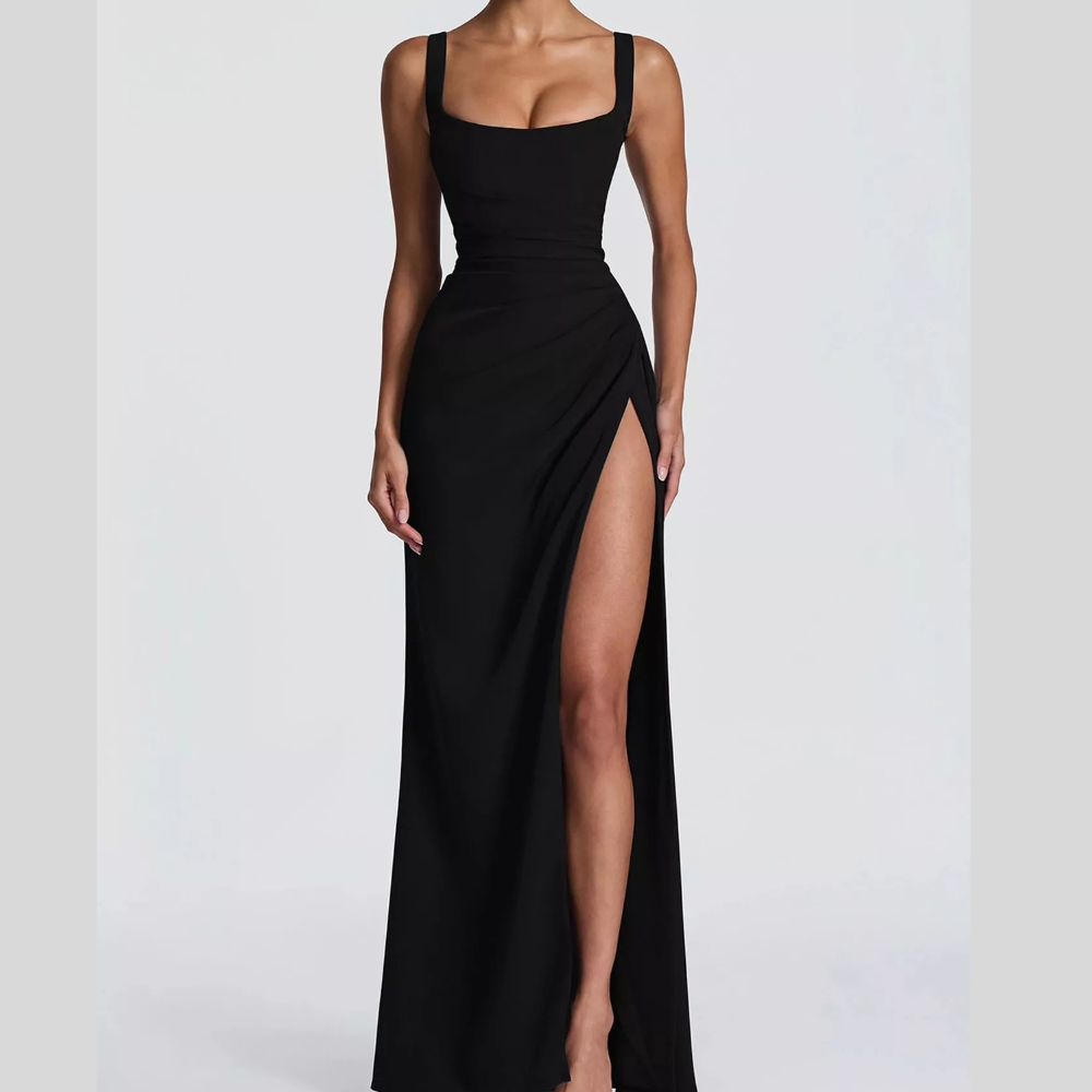 Sleeveless High-Slit Evening Maxi Dress