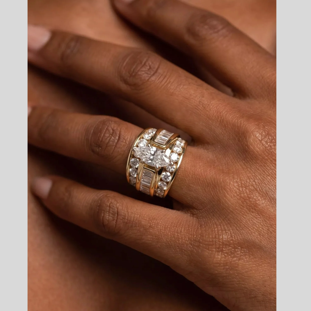 Alloy Zircon Wide Band Ring