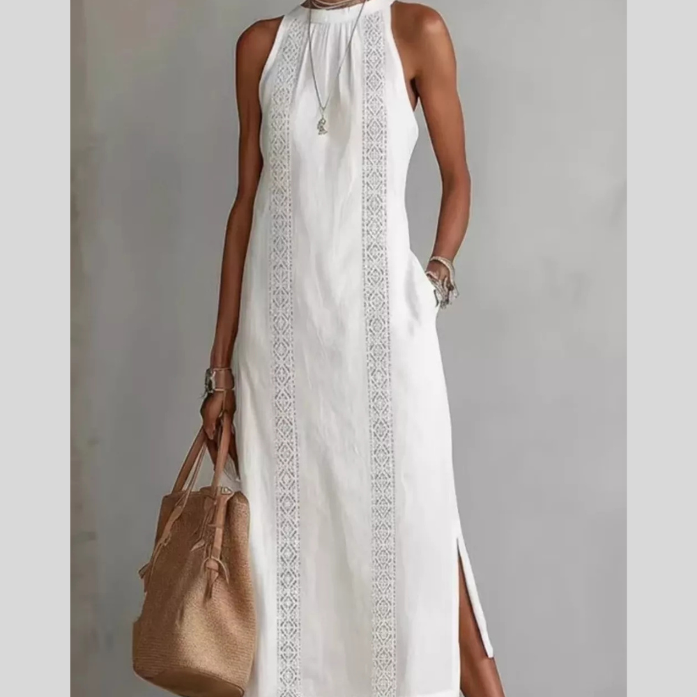 Sleeveless Side Slit Dress with Pockets