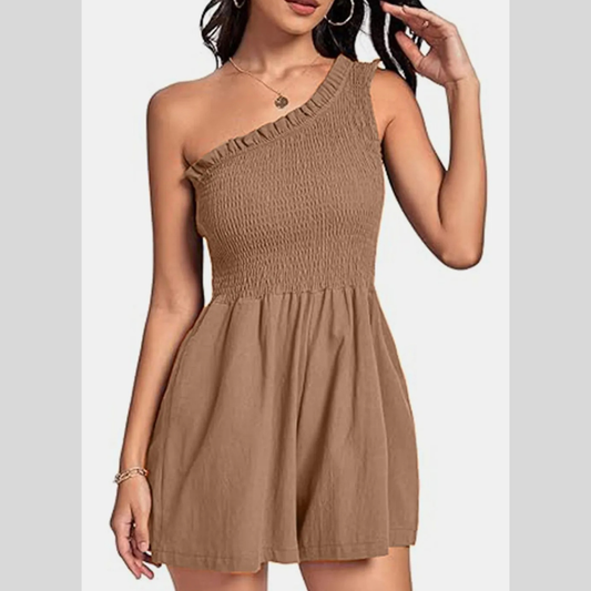 Smocked Single Shoulder Romper