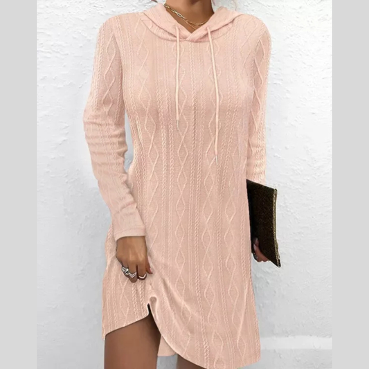 Casual Long Sleeve Hooded Knit Dress