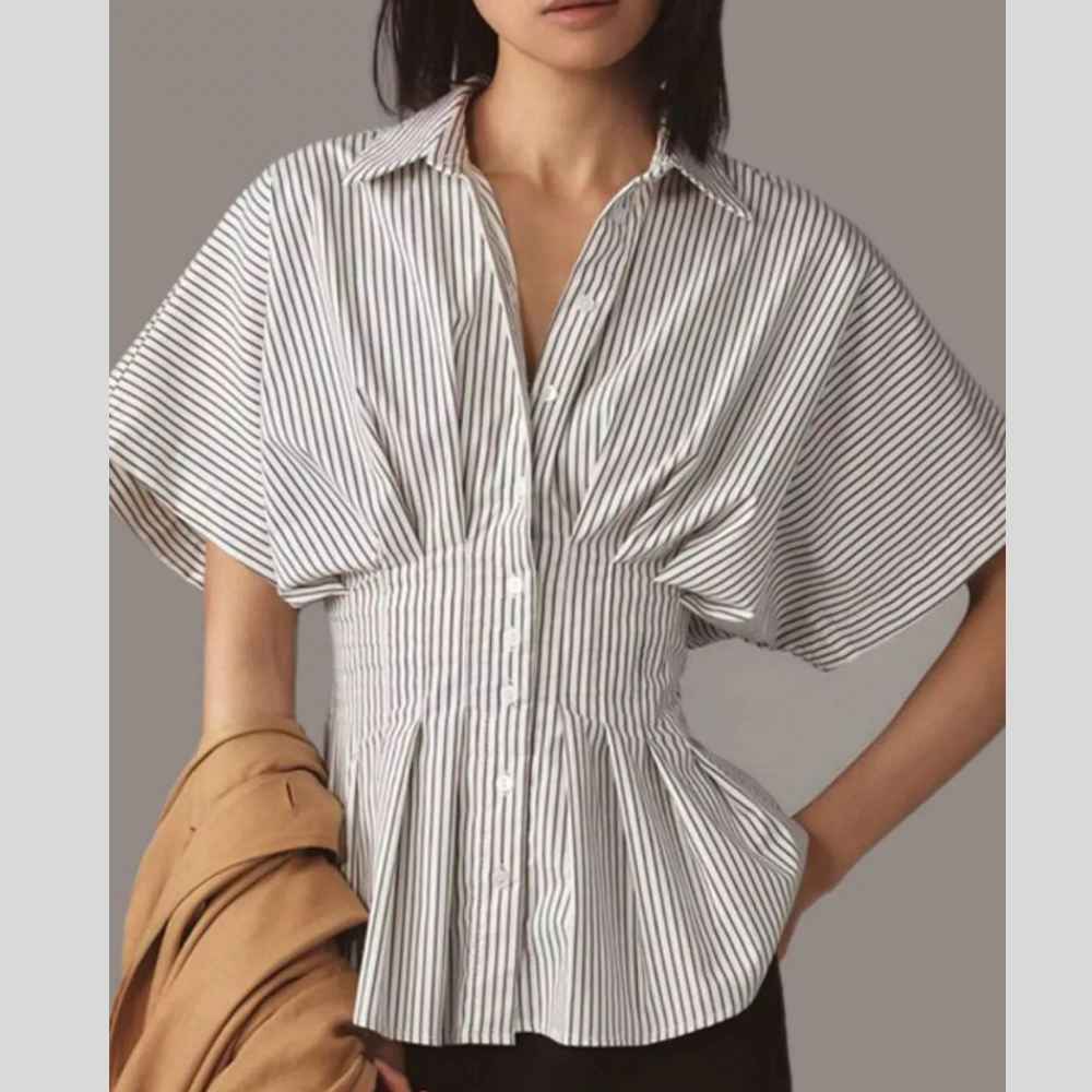 Striped Cinched Waist Shirt