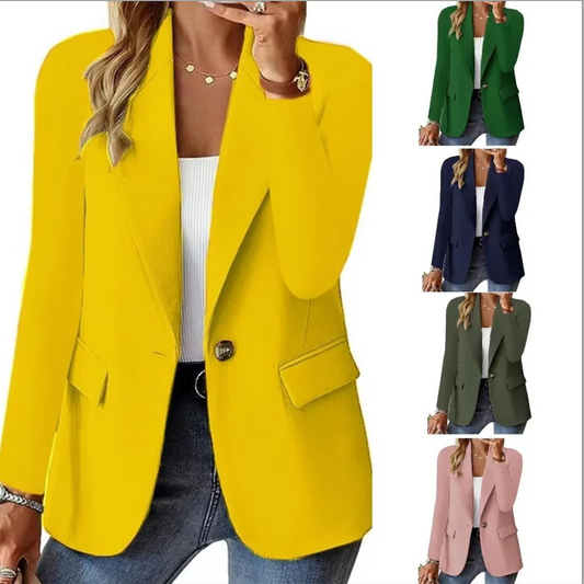 Fashion Casual Women Blazer Long-sleeved Solid Color Casual Cardigan Small Suit Jacket For Women Elegant Office Lady Outerwear