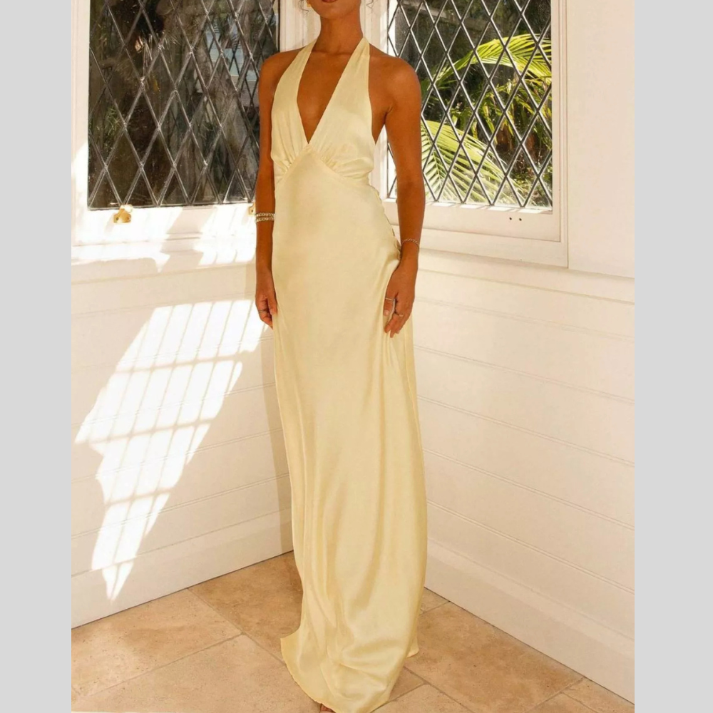 Halter Neck Sleeveless Maxi Dress