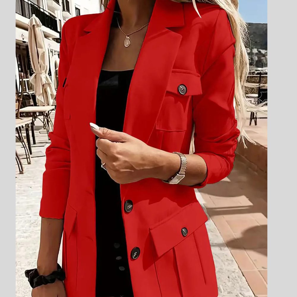 Lapel Collar Long Sleeve Blazer