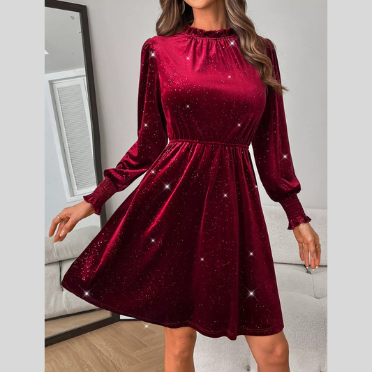 Glitter Velvet A-Line Dress