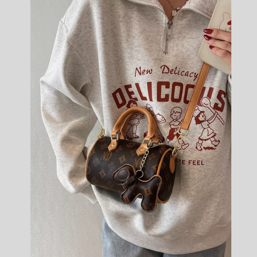 Barrel Crossbody Bag with Charm