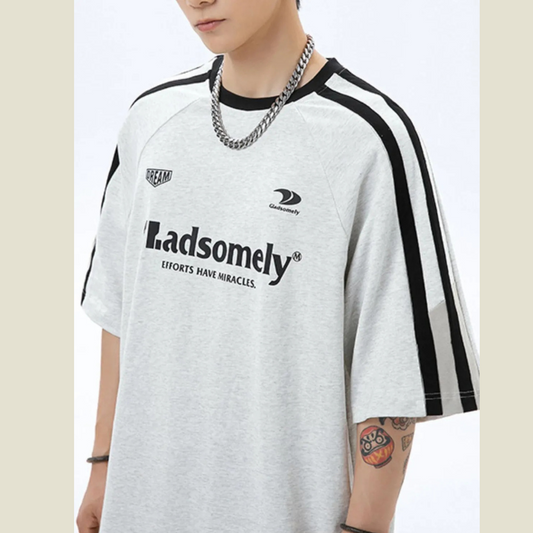 Men's Plus Size Letter Round Neck Half Sleeve T-Shirt