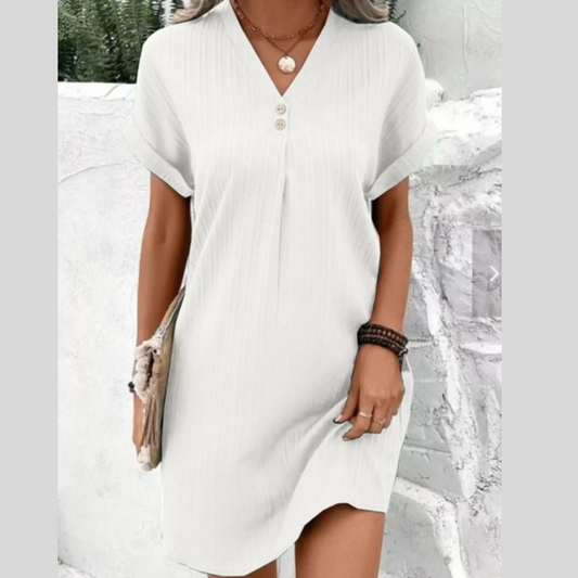 Full Size Casual V-Neck Short Sleeve Dress Plus Size