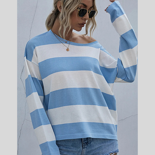 Striped Casual Long Sleeve Knit Top