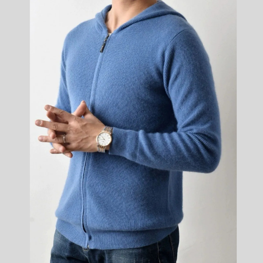 Men's Plus Size Zip-Up Hooded Knit Cardigan