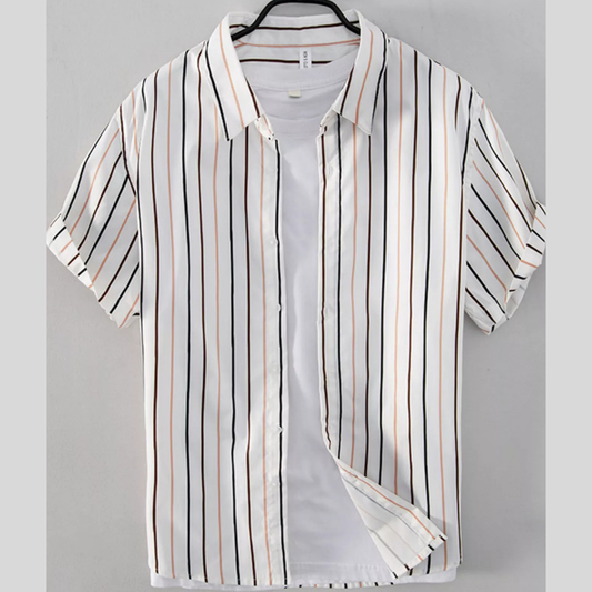 Men's Plus Size Striped Button Up Shirt