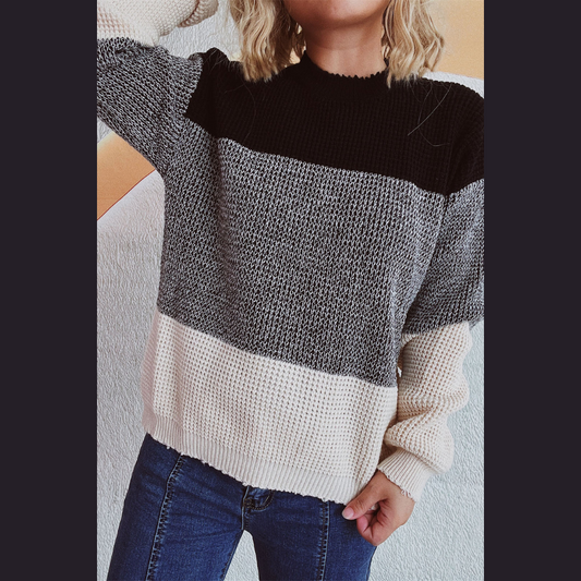 Color Block Long Sleeve Sweater