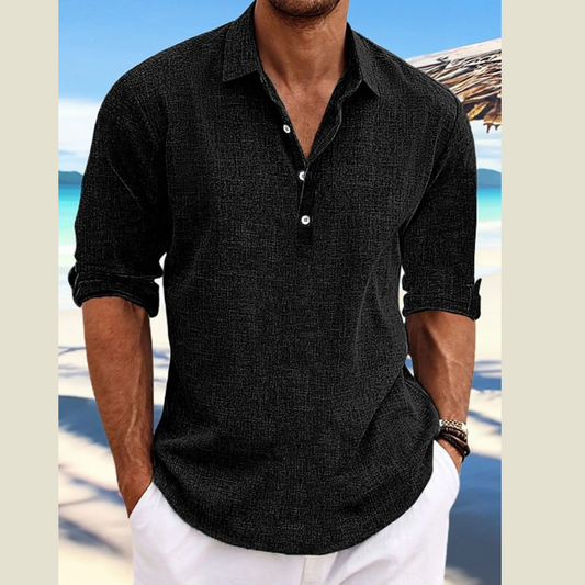 Men's Full Size Long Sleeve Henley Shirt Plus Size