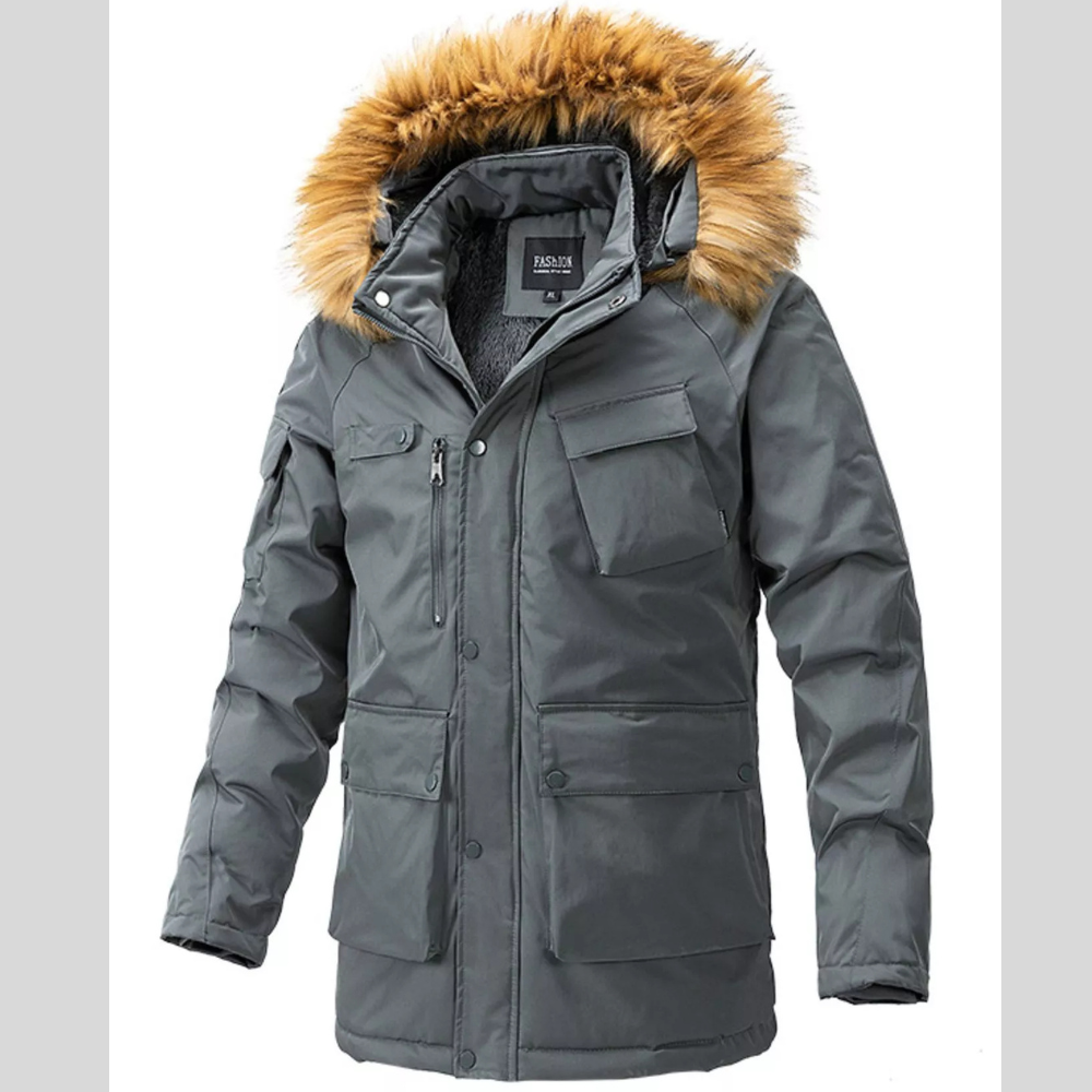 Men's Faux Fur Hood Winter Jacket