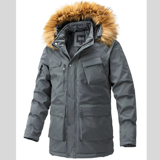 Men's Faux Fur Hood Winter Jacket