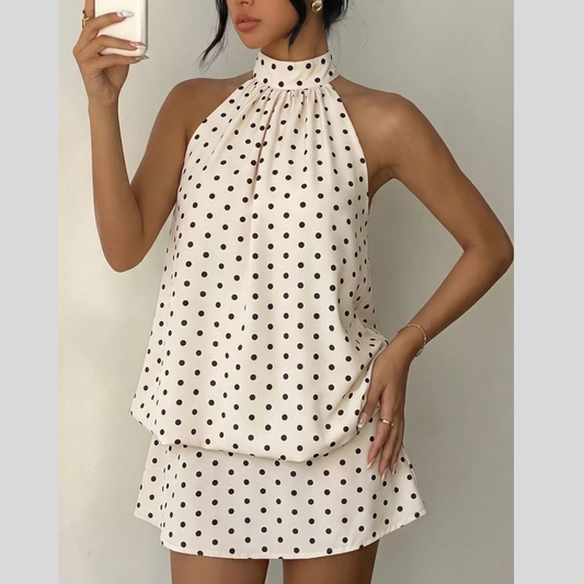 Polka Dot Halter Neck Mini Dress