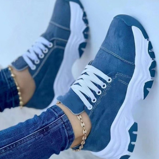 Lace-Up Round Neck Platform Sneakers